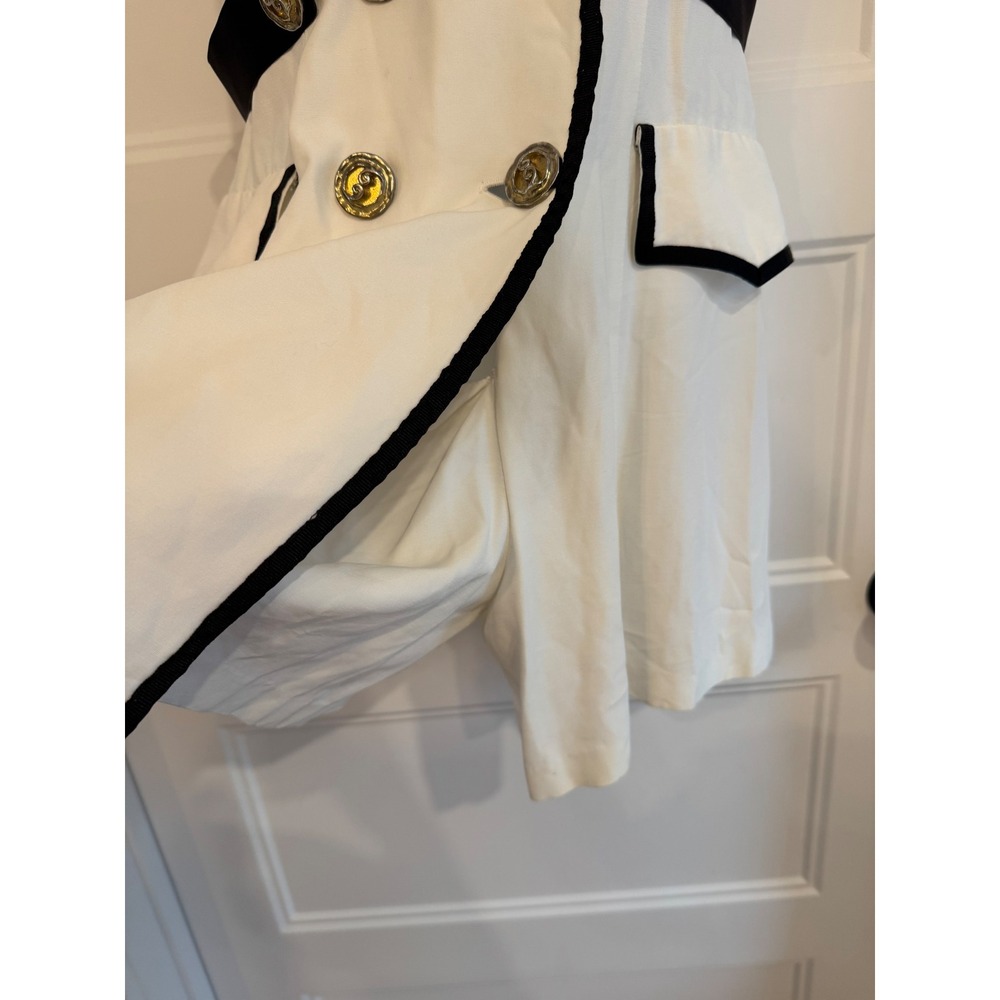 Joseph Ribkoff Vintage Pin Up Romper White Black Double Breasted Halter Size 6 - Picture 4 of 14